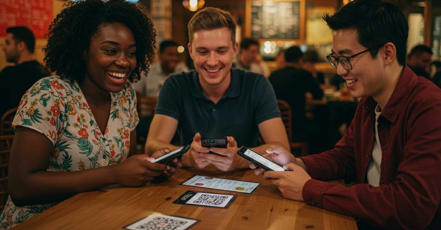 Restoran iç mekanı — misafirler ve modern atmosfer